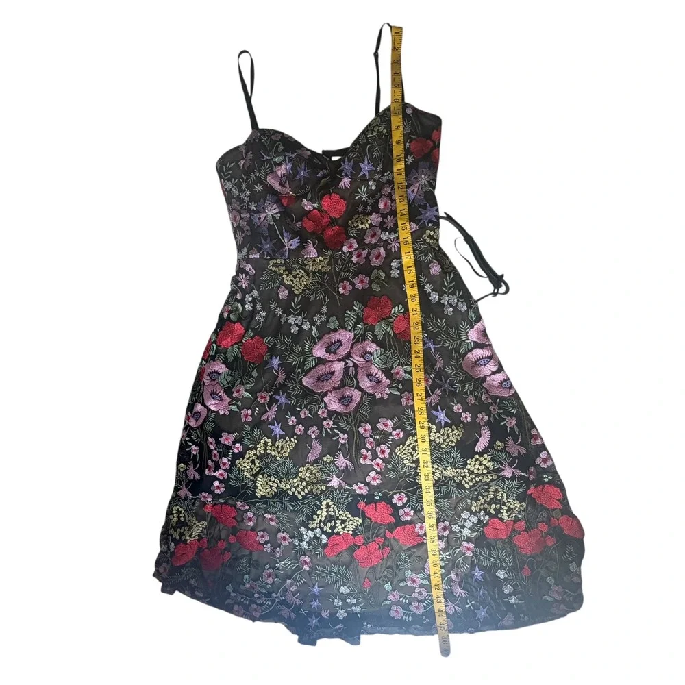 Dress the Population Black Floral Midi Dress with Red and Pink Embroidery - Picture 14 of 16